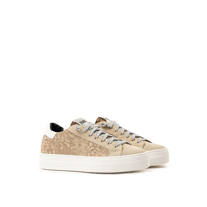 Beige leather sneakers