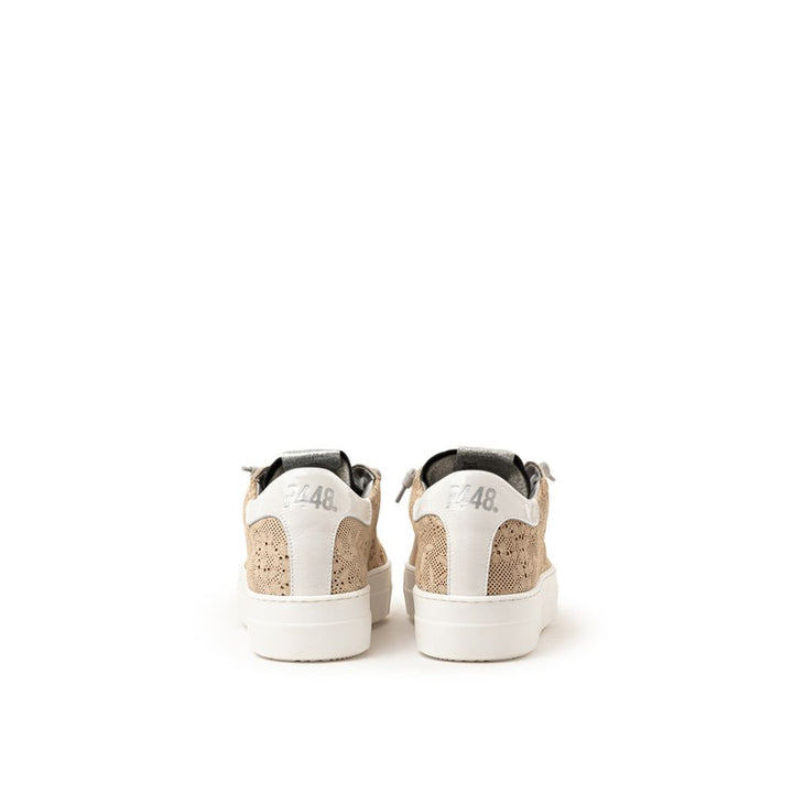 Beige leather sneakers