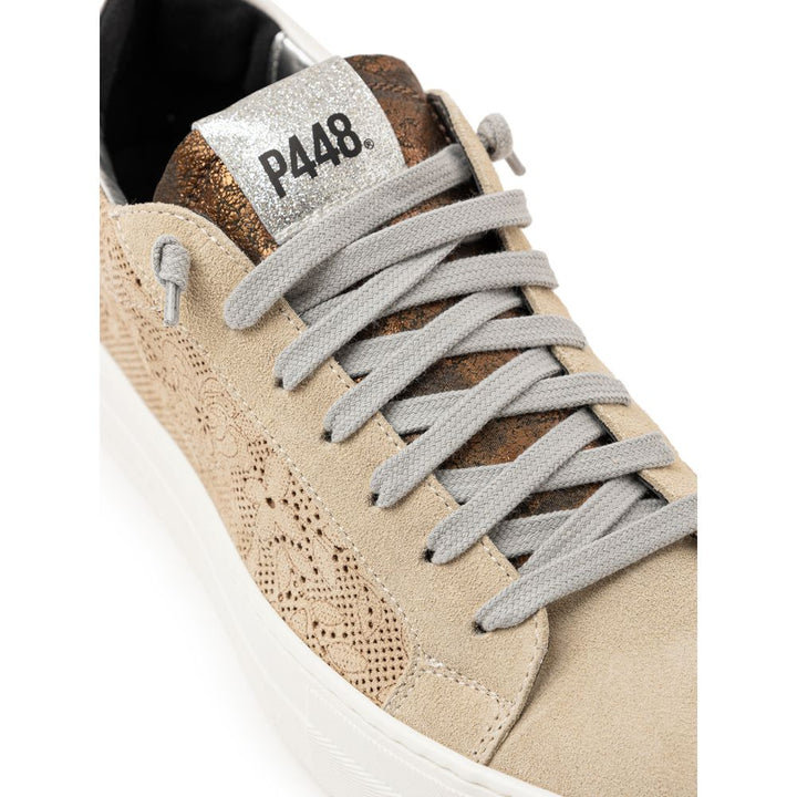 Beige leather sneakers