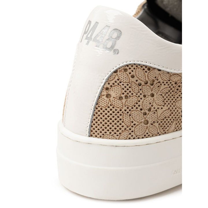Beige leather sneakers