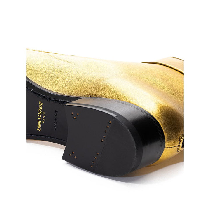 Gold-colored leather boots