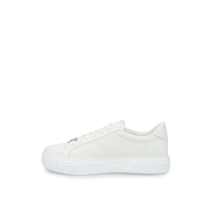 Glatte weiße Leder-Sneakers