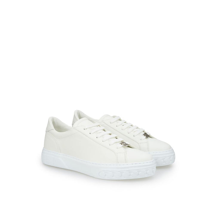 Glatte weiße Leder-Sneakers
