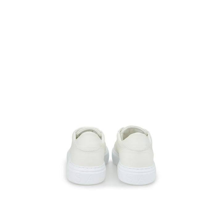 Glatte weiße Leder-Sneakers