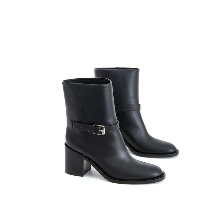 Black leather boots