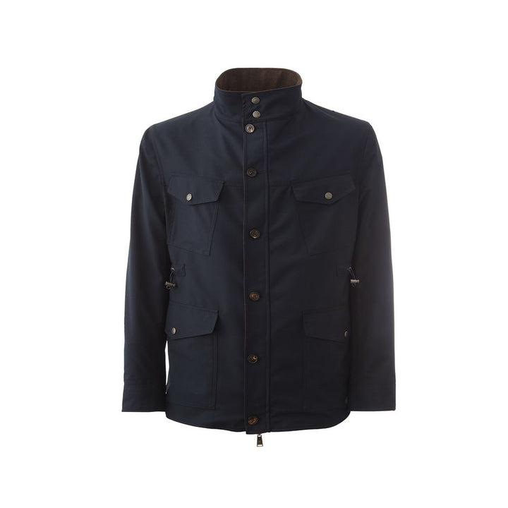 Elegante blaue Jacke aus Wolle für Männer