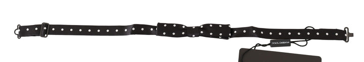 Schwarze 100% Seide Polka Dot Verstellbare Halsschleife