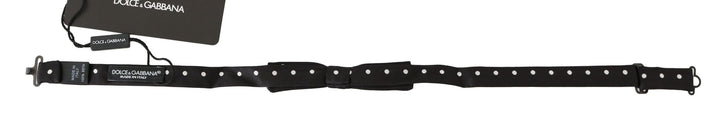 Schwarze 100% Seide Polka Dot Verstellbare Halsschleife