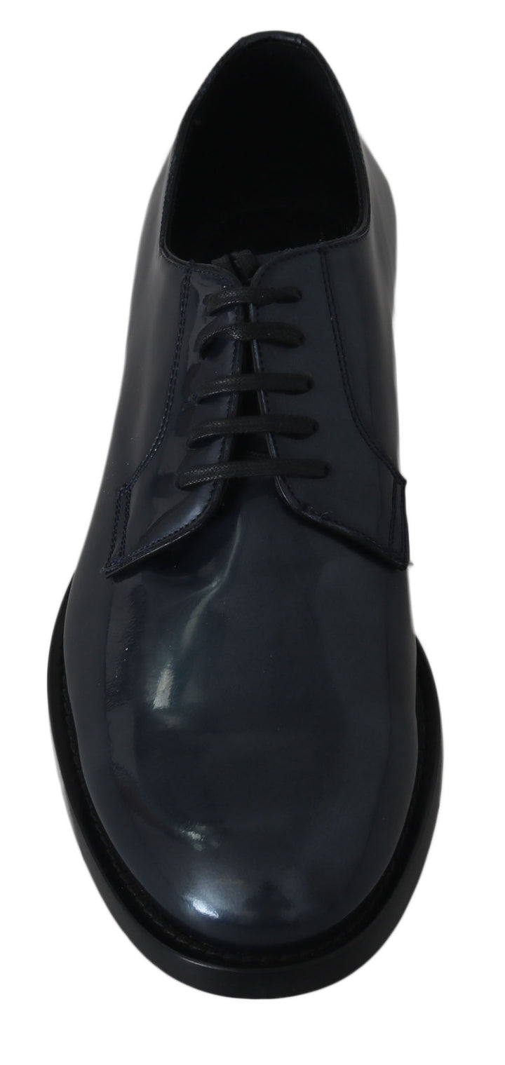 Blaue Leder Derby Kleid Formelle Schuhe