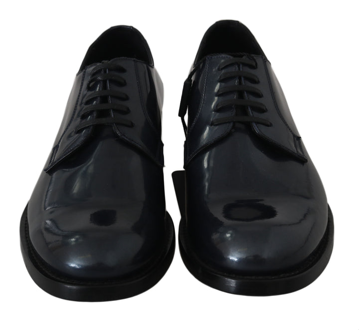 Blaue Leder Derby Kleid Formelle Schuhe
