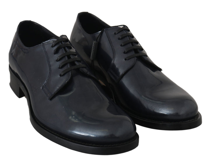 Blaue Leder Derby Kleid Formelle Schuhe