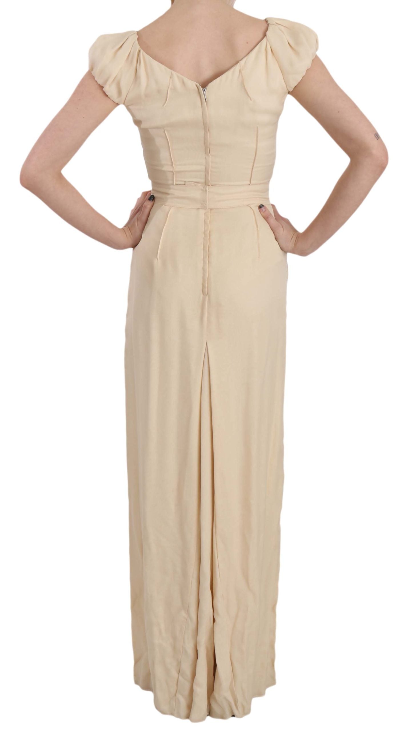 Silk column dress with garter sleeves