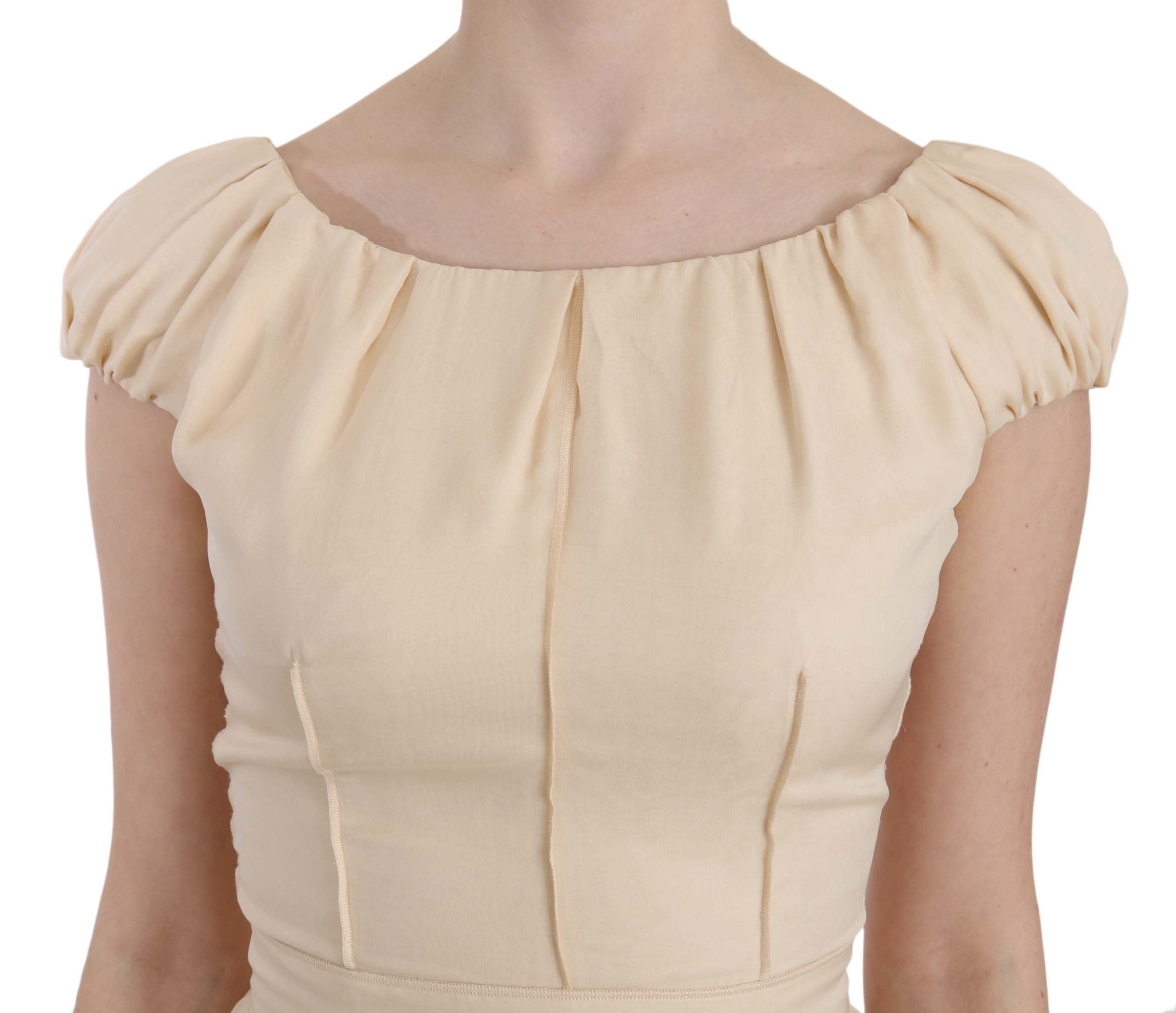 Silk column dress with garter sleeves