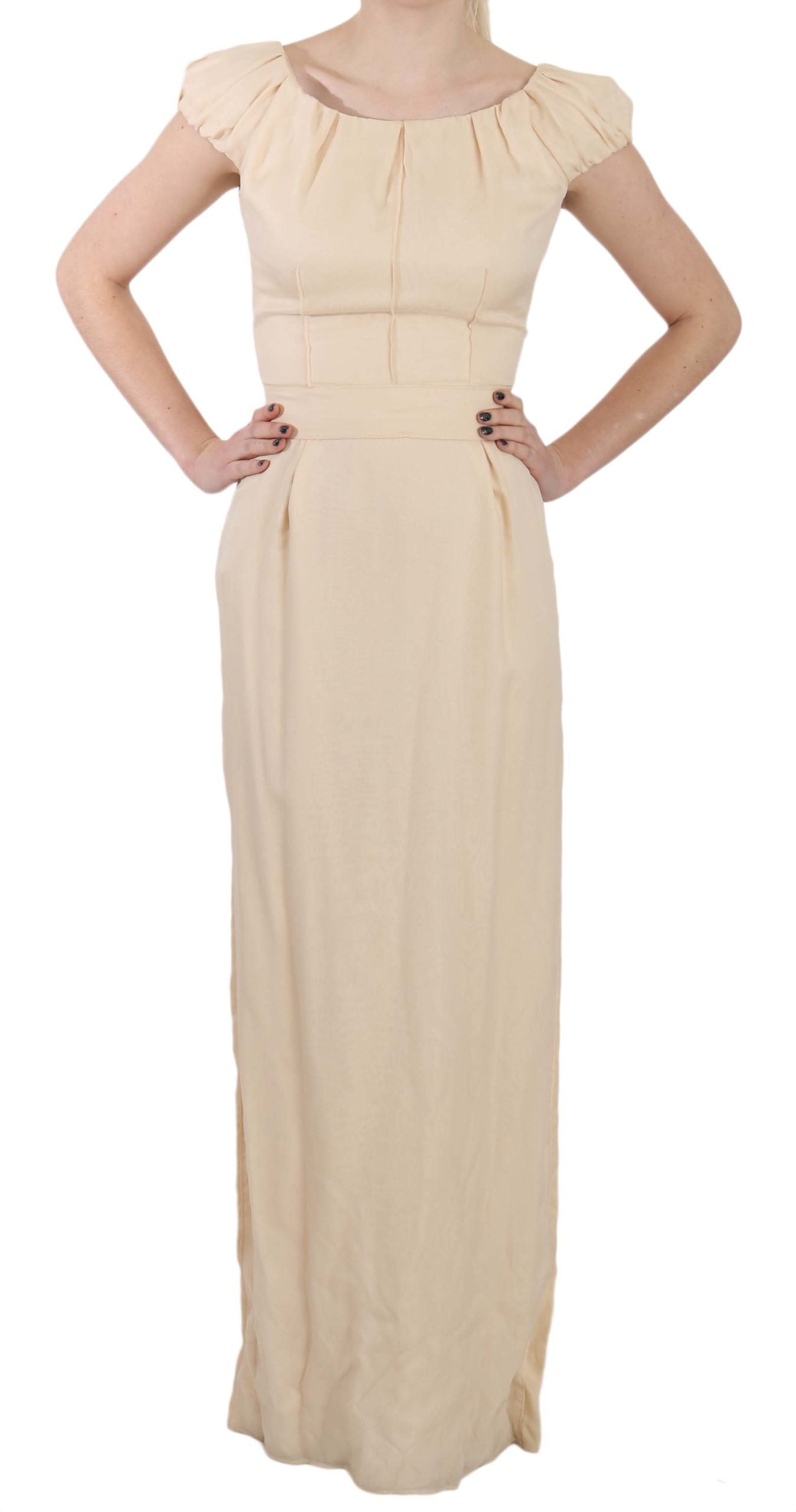 Silk column dress with garter sleeves