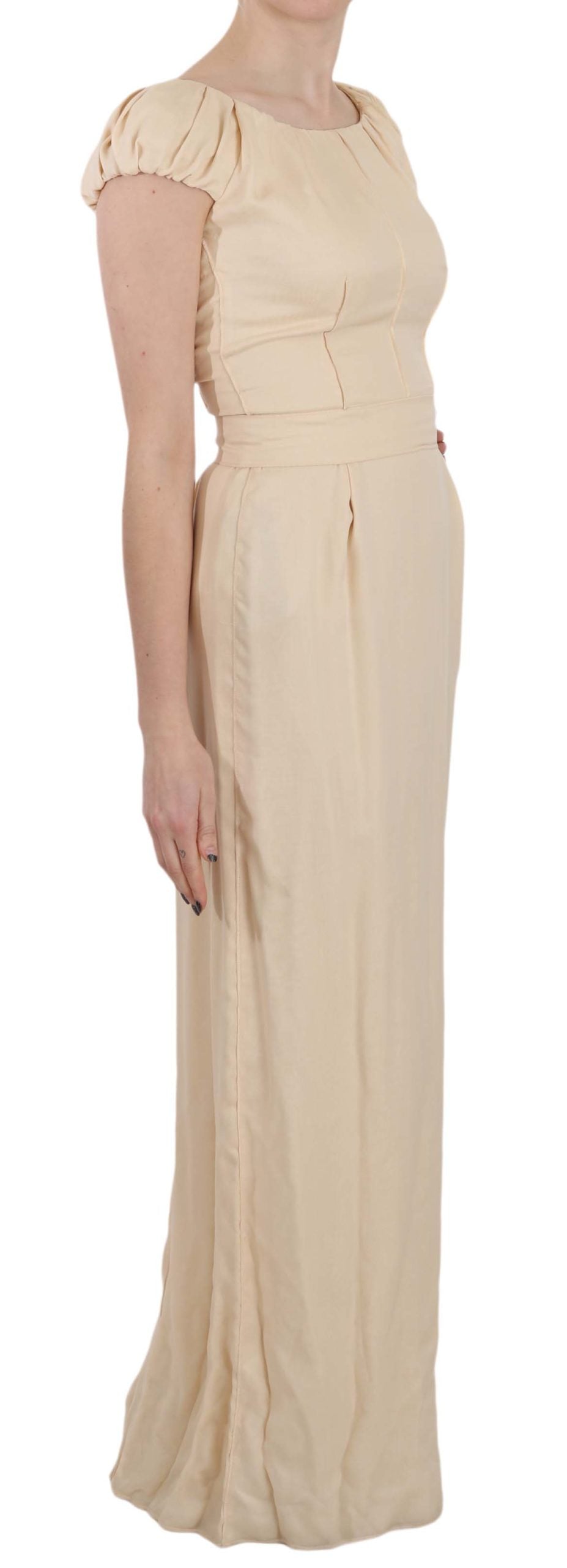 Silk column dress with garter sleeves