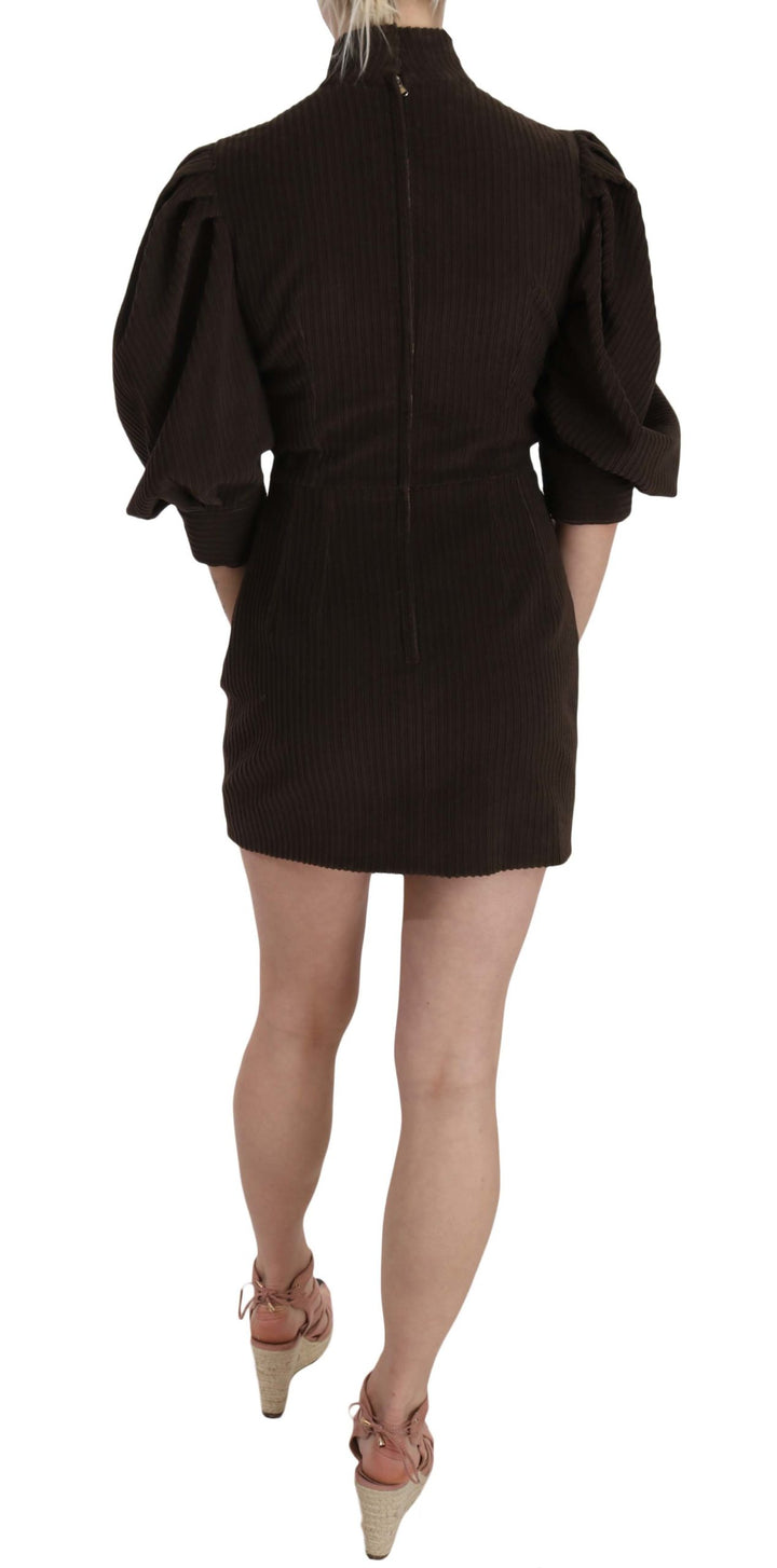 Schickes braunes Kord-Bodycon-Minikleid