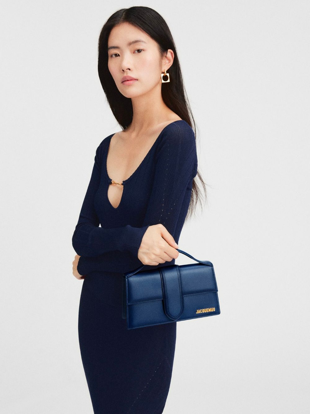 Dunkelblaue Lederhandtasche Le Grand Bambino
