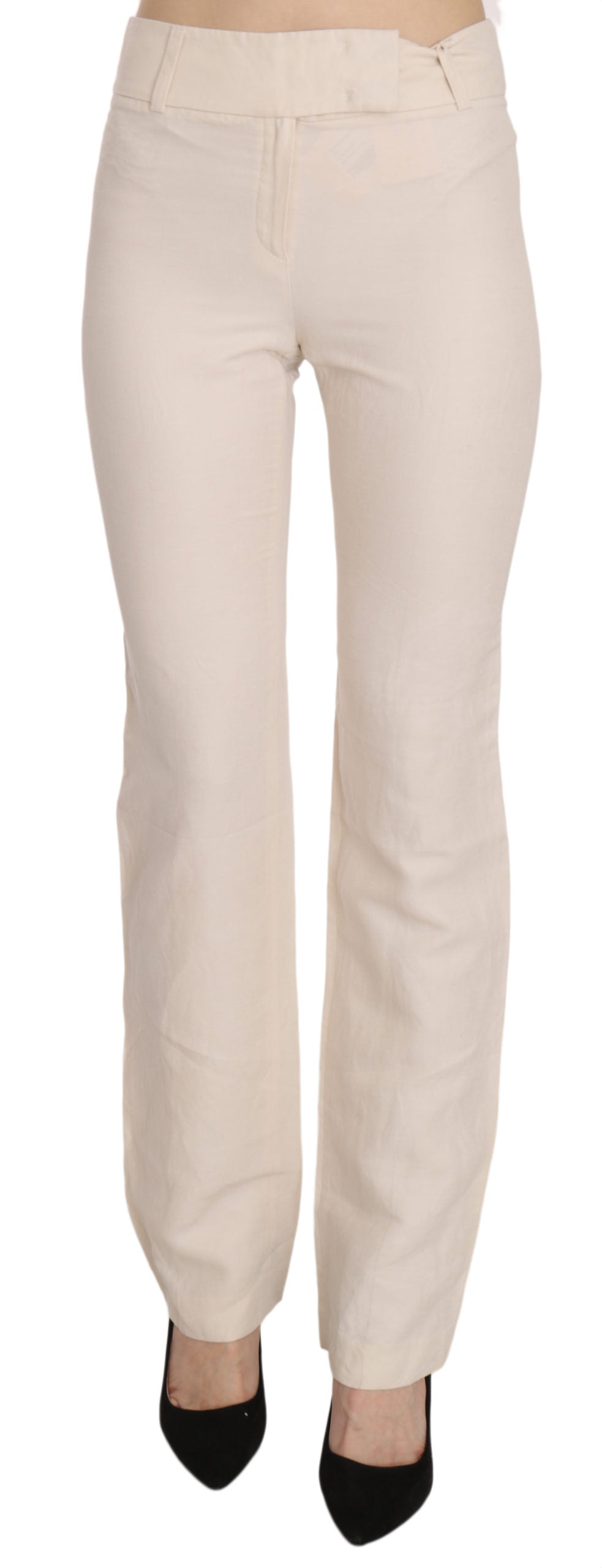 Weiße ausgestellte Kleiderhose mit hoher Taille aus Seidenmischung