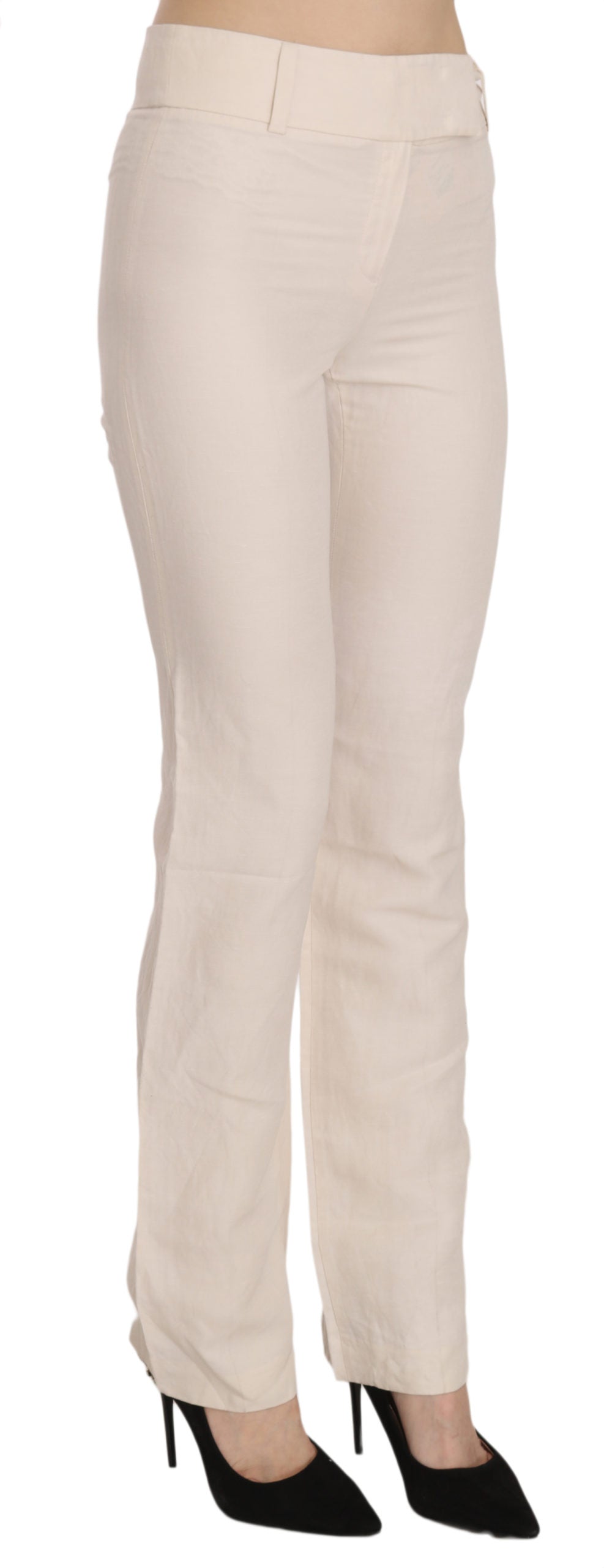 Weiße ausgestellte Kleiderhose mit hoher Taille aus Seidenmischung