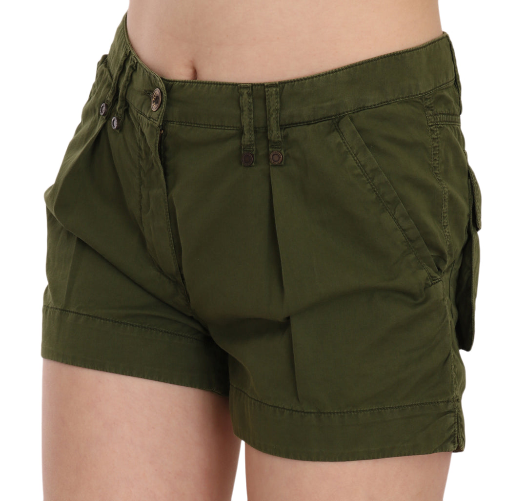 PLEIN SUD Smaragdgrüne Shorts aus Baumwolle mit mittlerer Taille