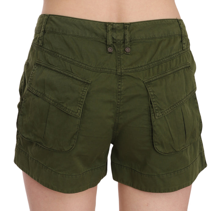 PLEIN SUD Smaragdgrüne Shorts aus Baumwolle mit mittlerer Taille