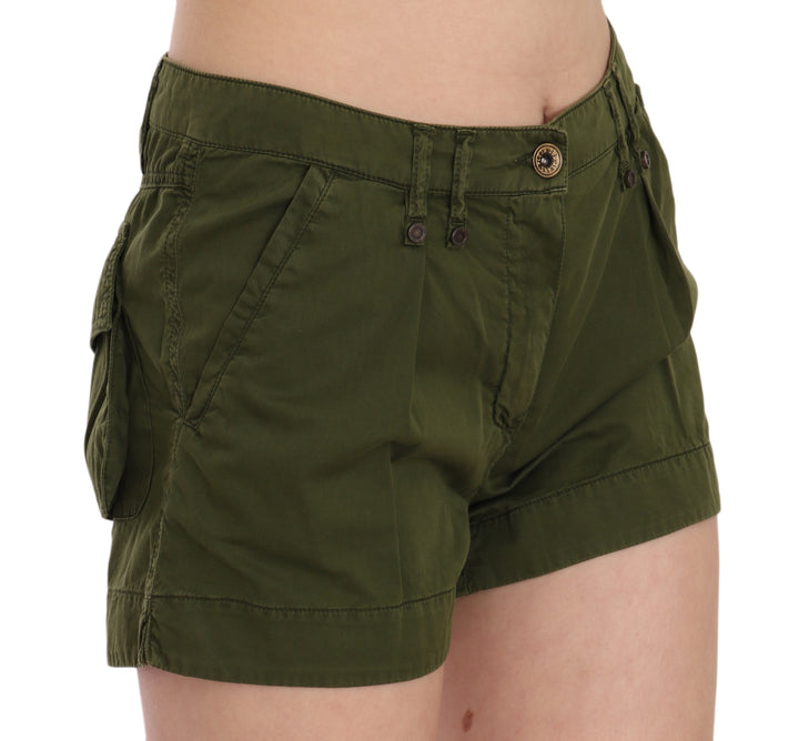 PLEIN SUD Smaragdgrüne Shorts aus Baumwolle mit mittlerer Taille