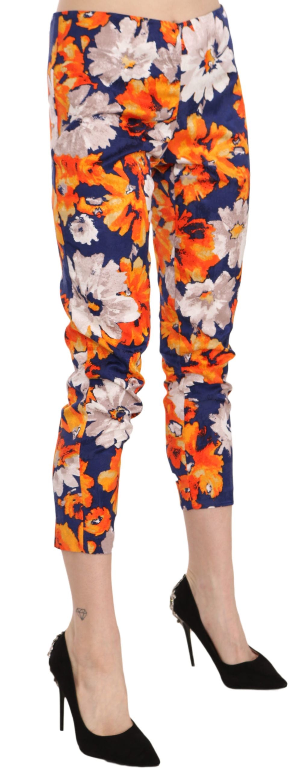 Blaue Floral Print Skinny Slim Fit Hose Hose