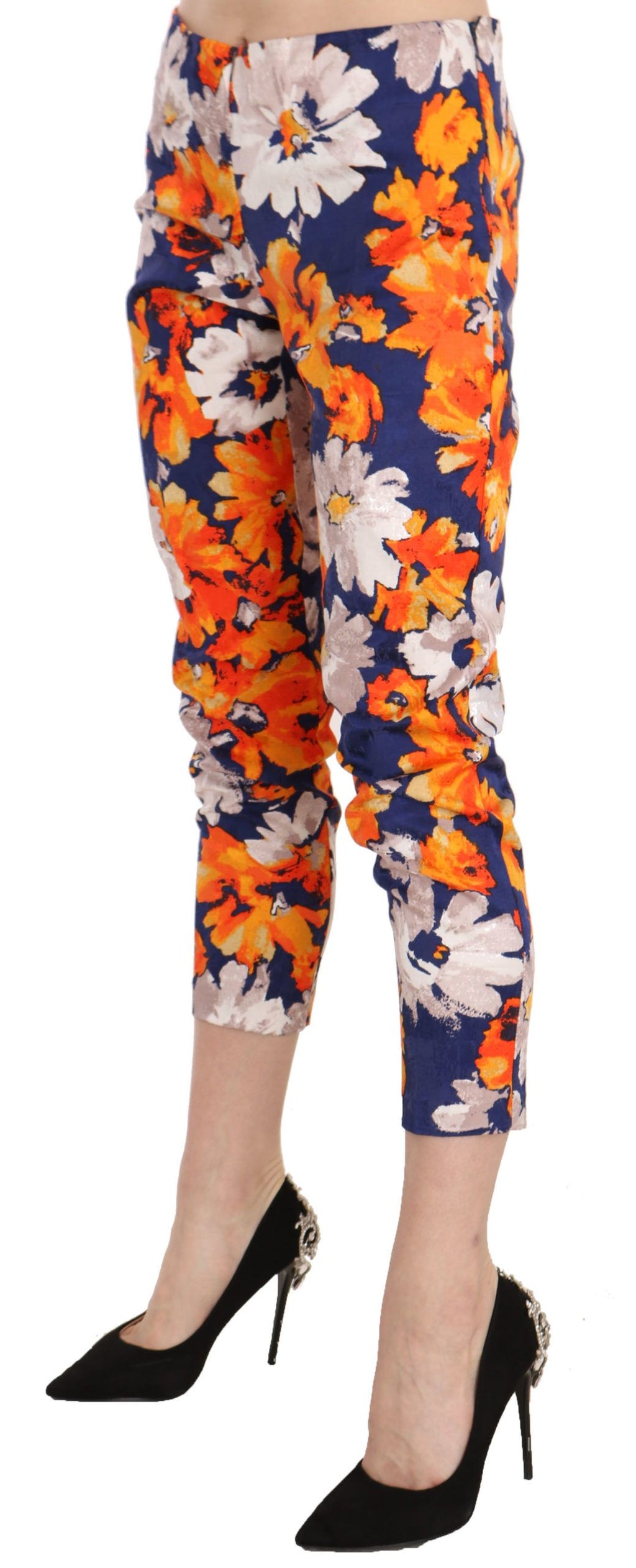 Blaue Floral Print Skinny Slim Fit Hose Hose