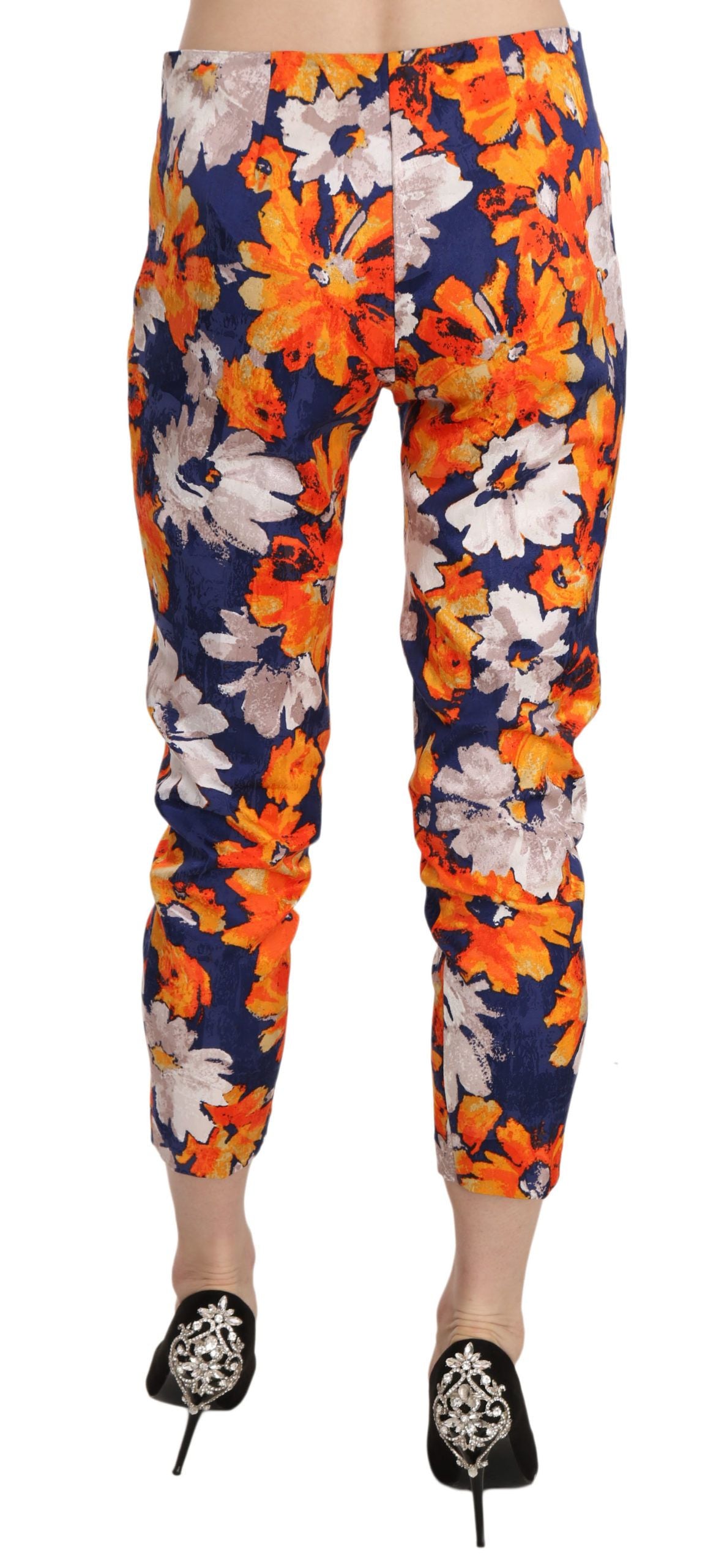 Blaue Floral Print Skinny Slim Fit Hose Hose