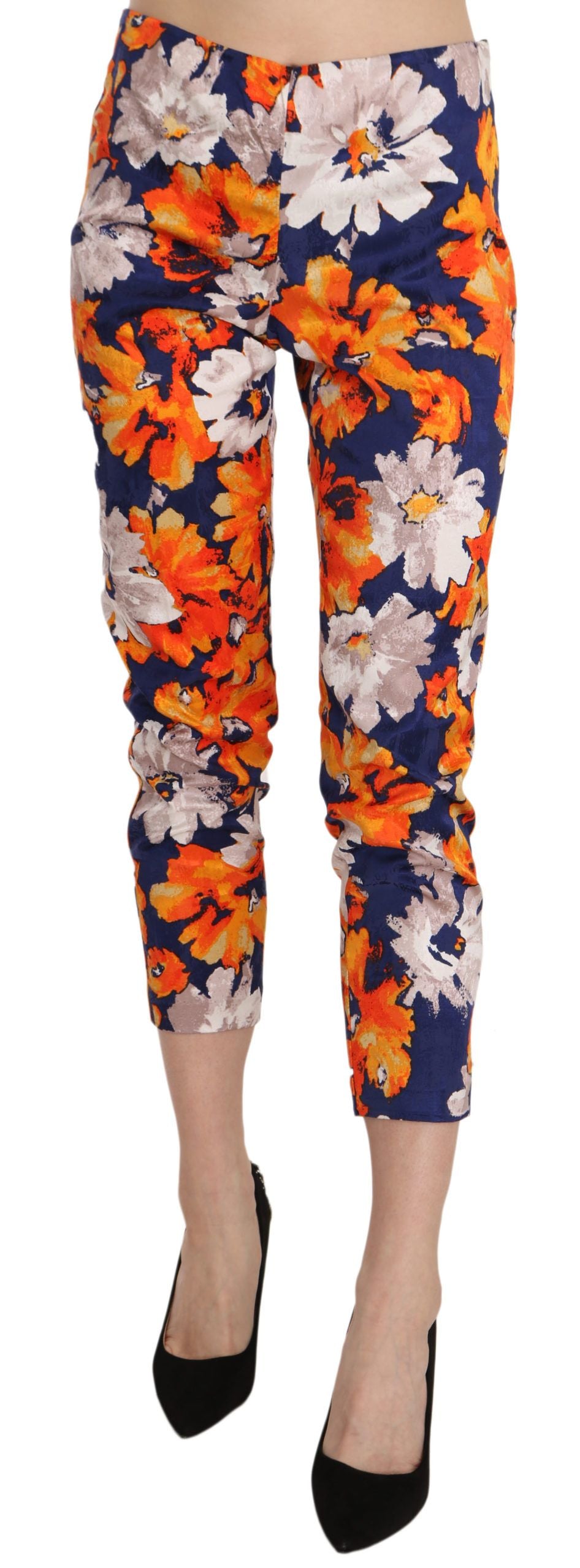 Blaue Floral Print Skinny Slim Fit Hose Hose