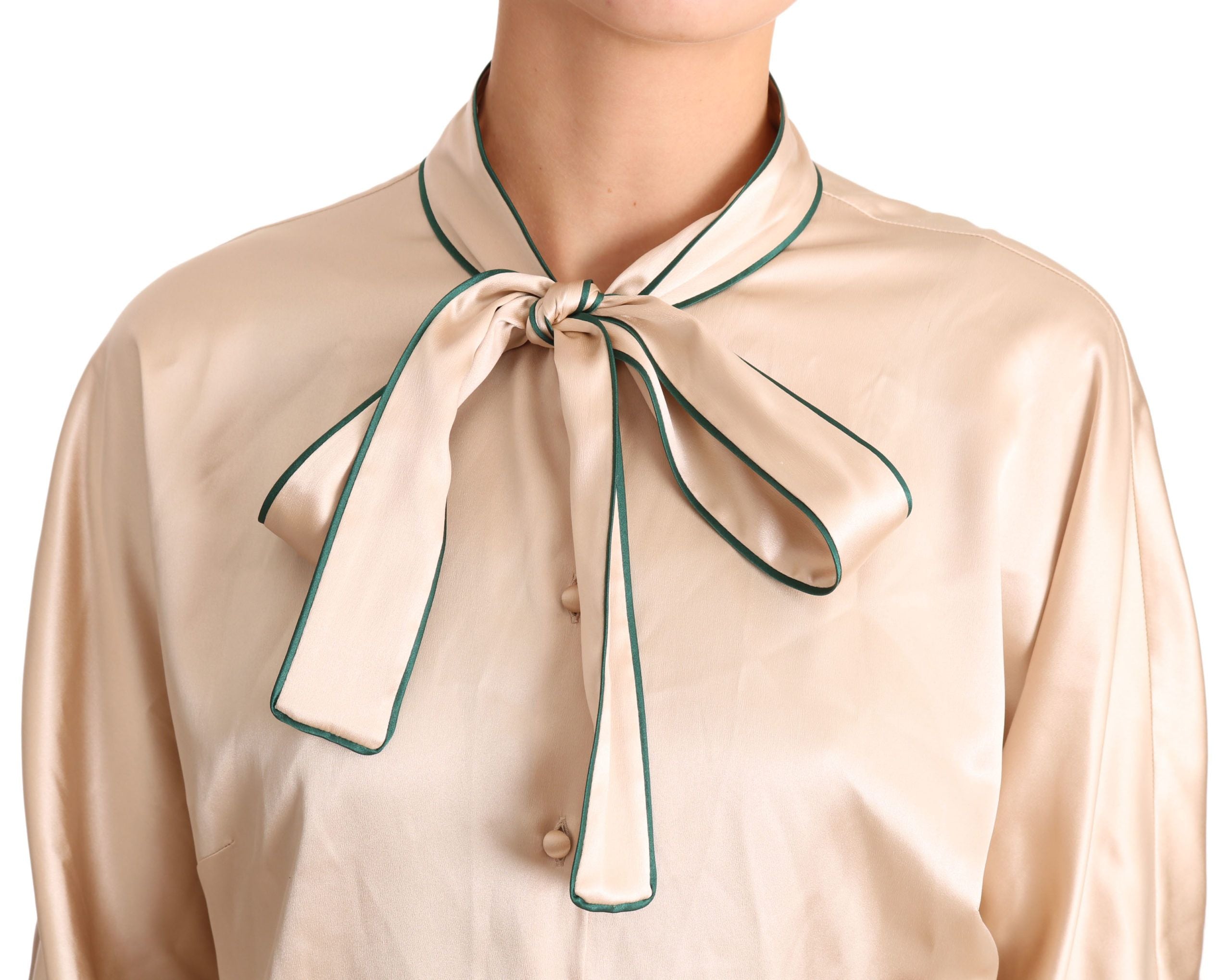 Elegant beige silk blend blouse top