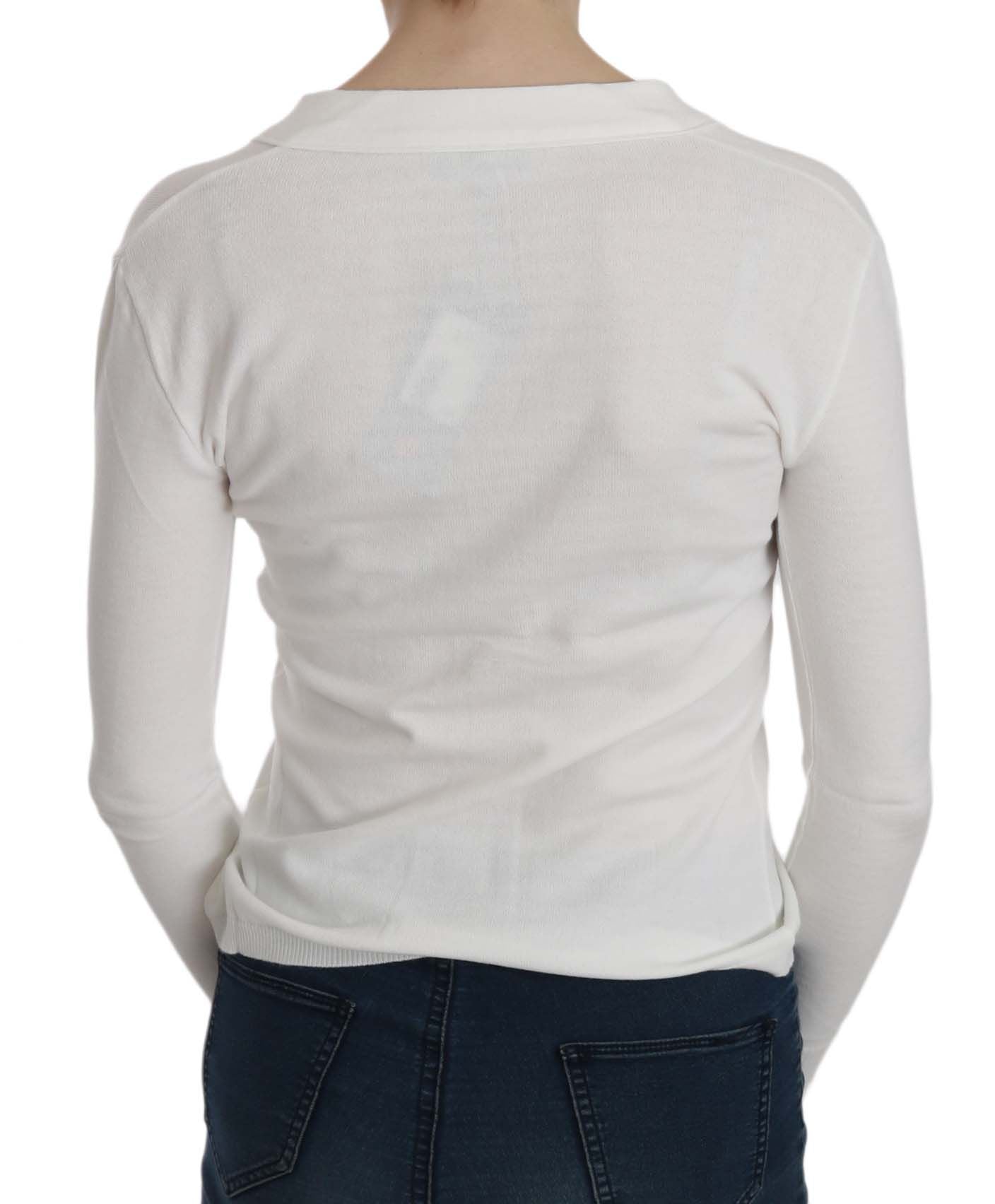 Elegant white cardigan blouse with V-neck