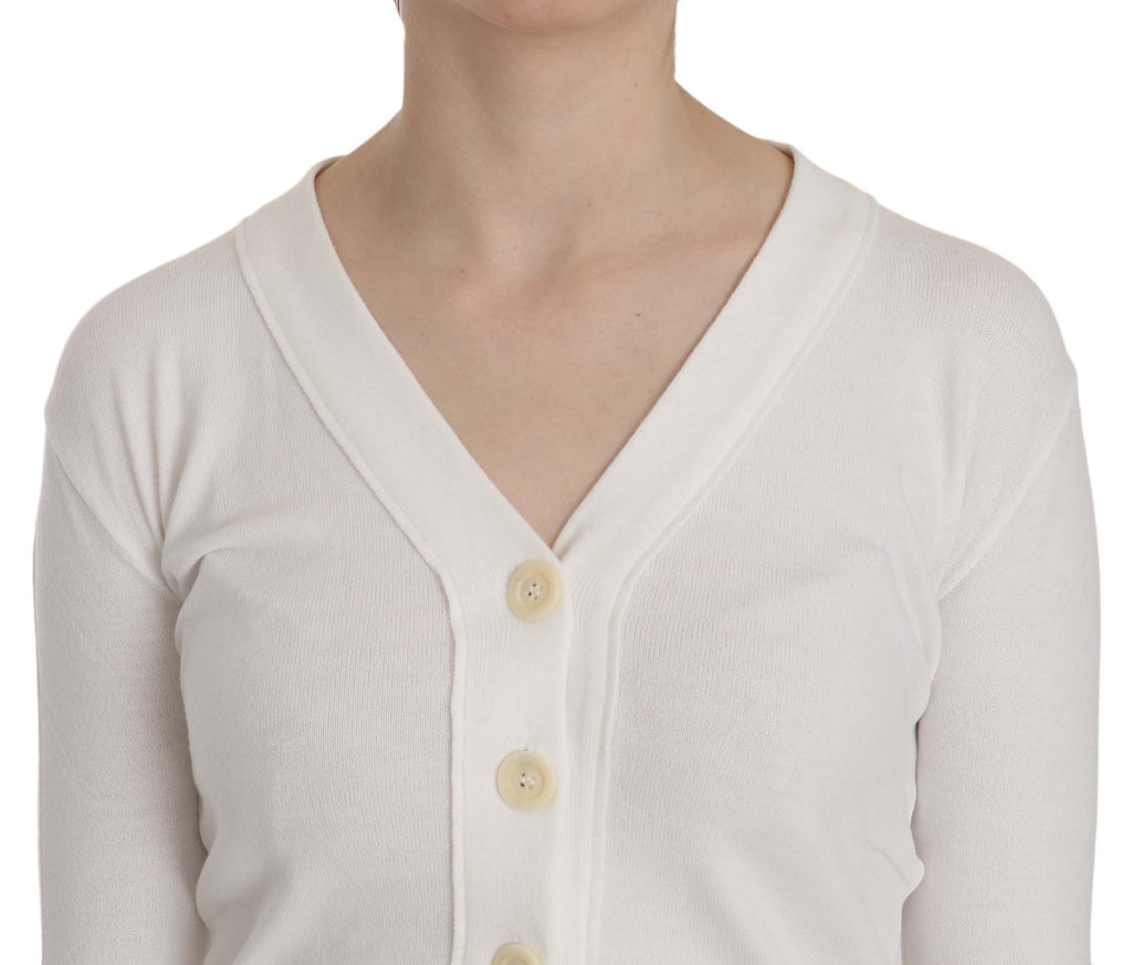 Elegant white cardigan blouse with V-neck