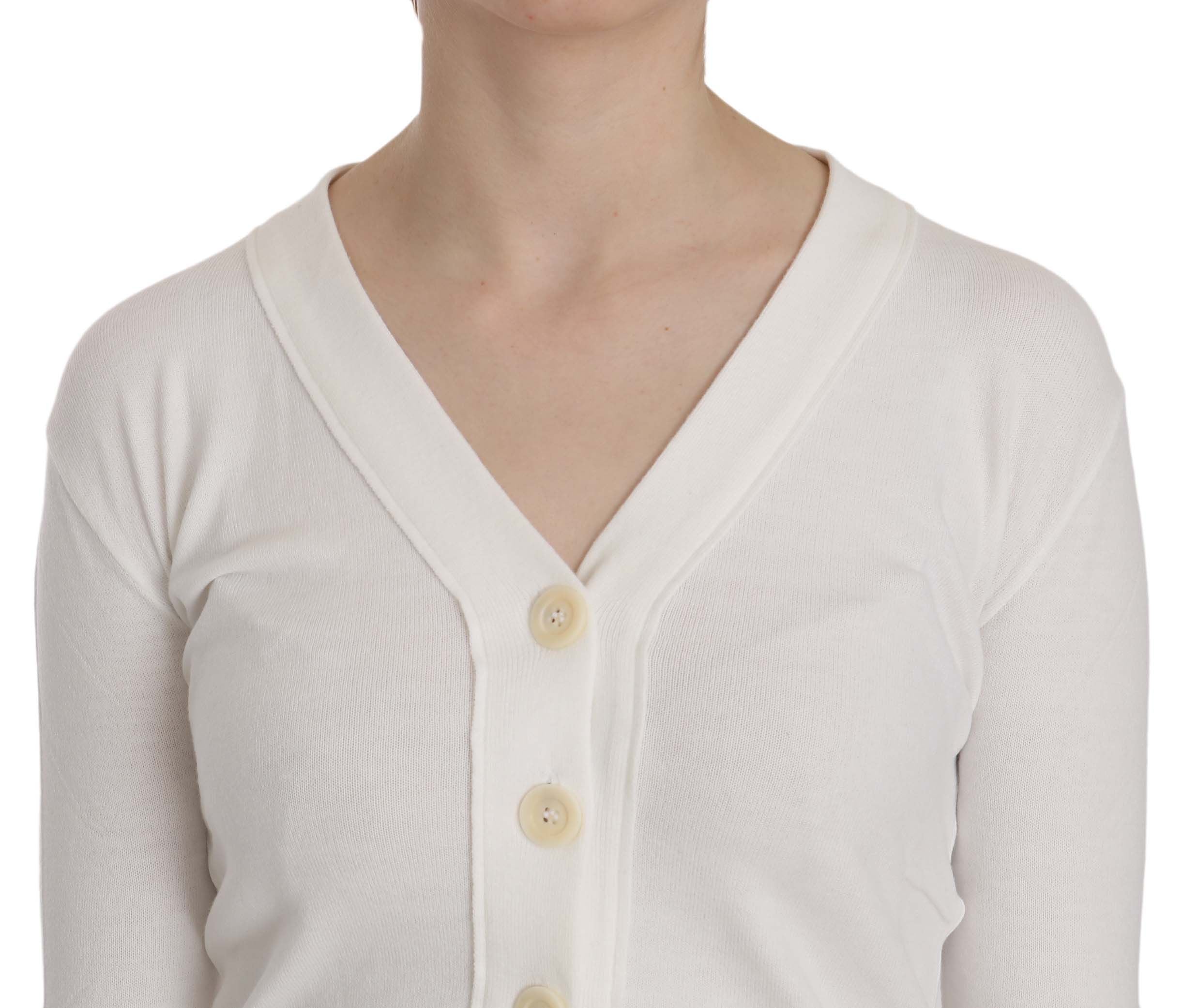 Elegant white cardigan blouse with V-neck
