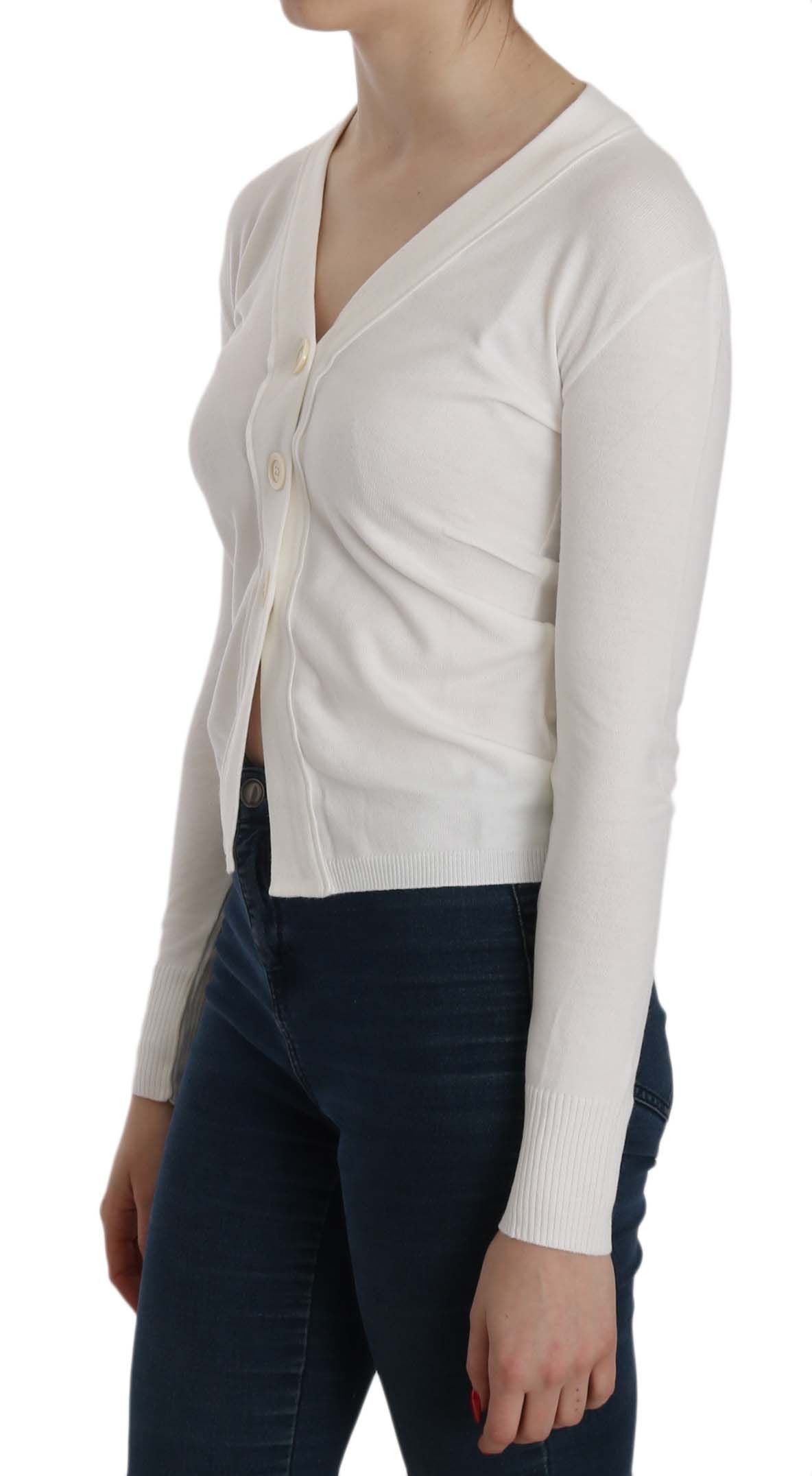 Elegant white cardigan blouse with V-neck