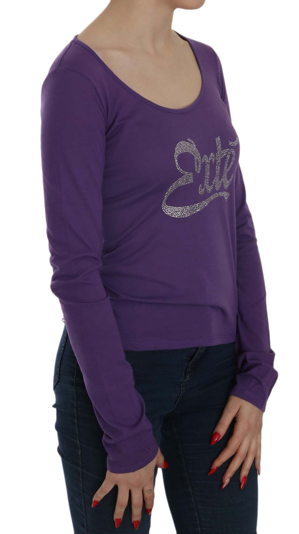 Crystal-embellished scoop-neck blouse