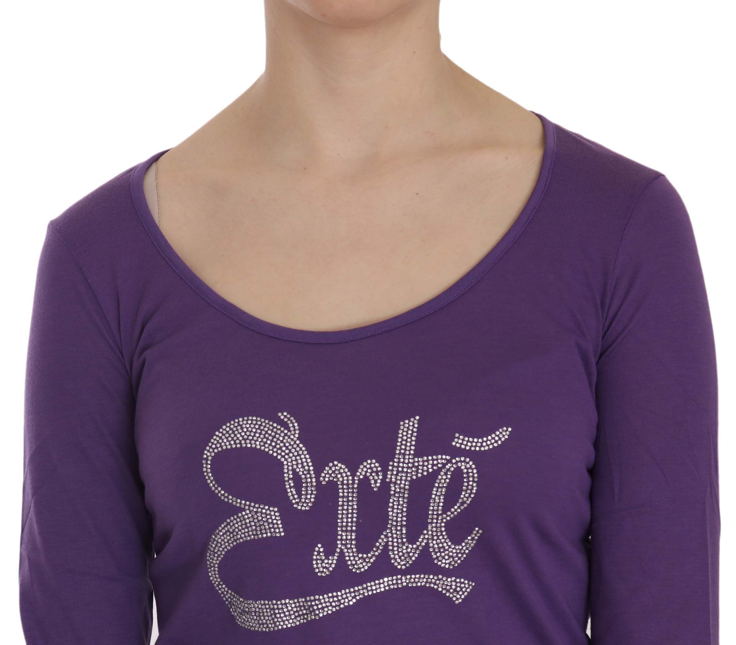Crystal-embellished scoop-neck blouse