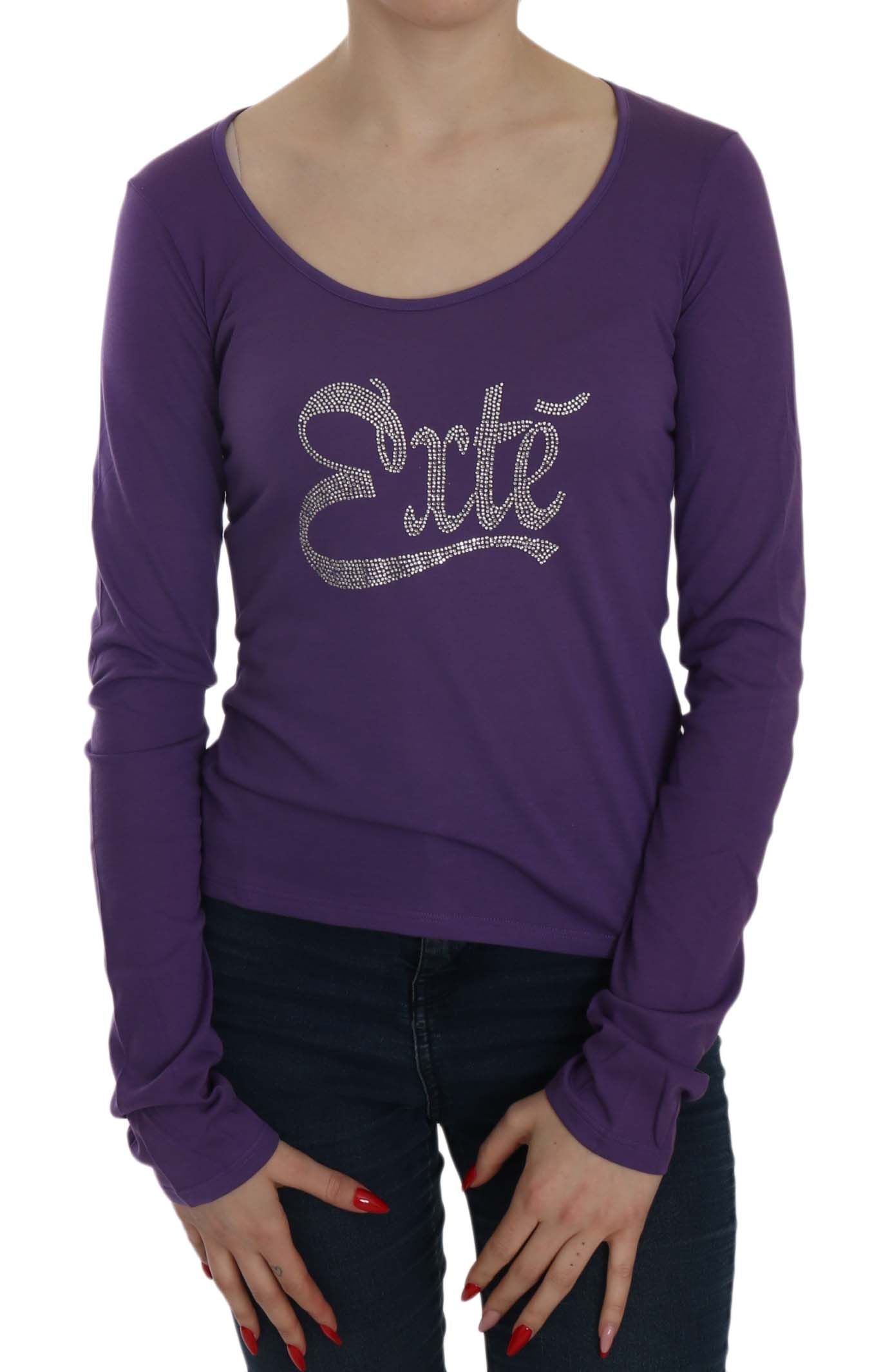 Crystal-embellished scoop-neck blouse