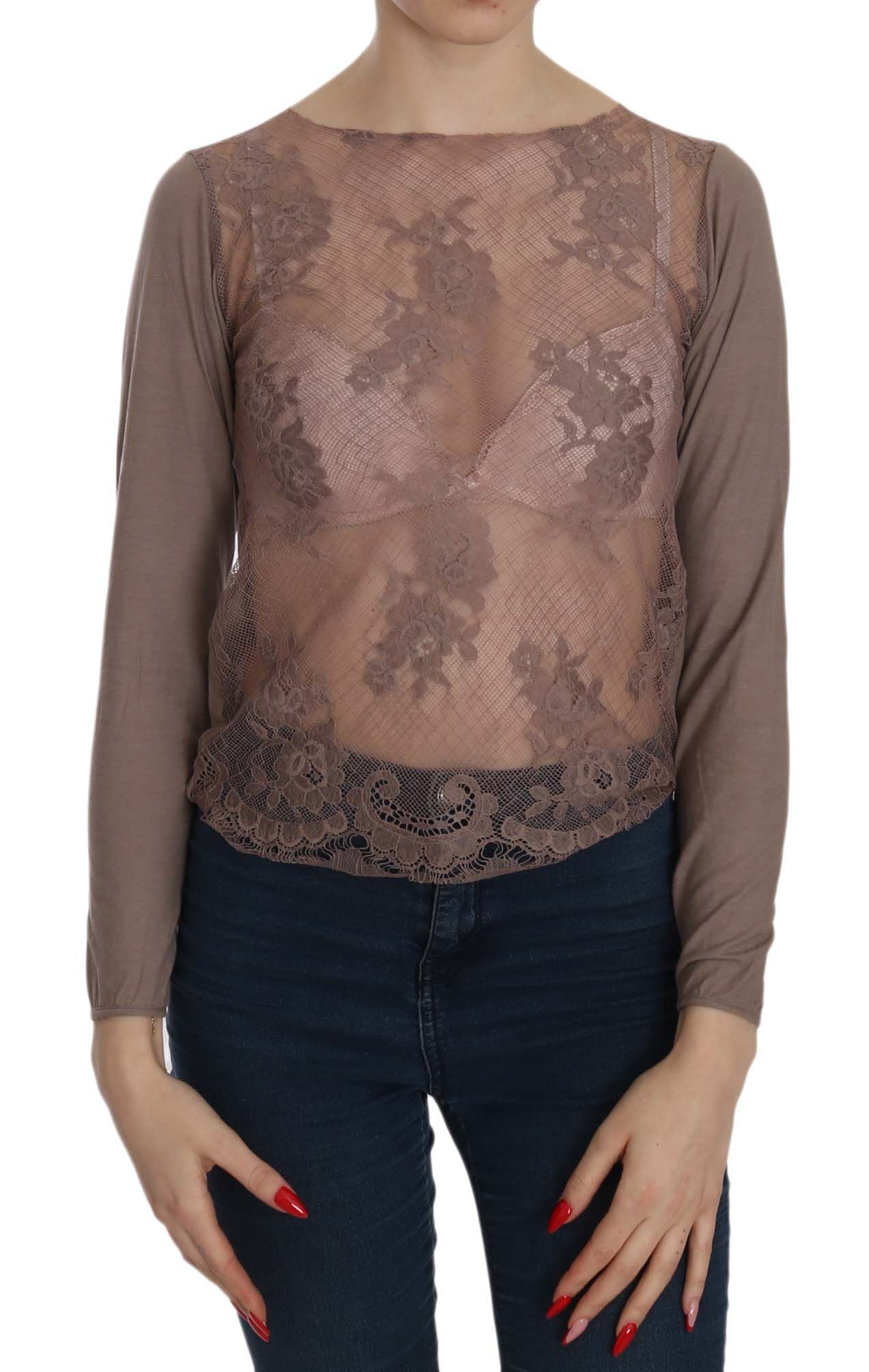 Cotton lace boat neck blouse