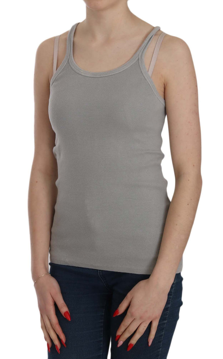 Elegante ärmellose Bluse aus grauer Baumwolle