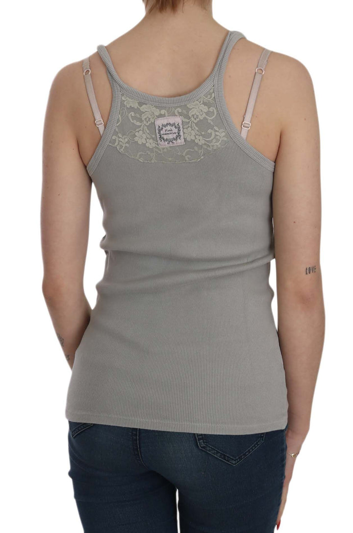 Elegante ärmellose Bluse aus grauer Baumwolle