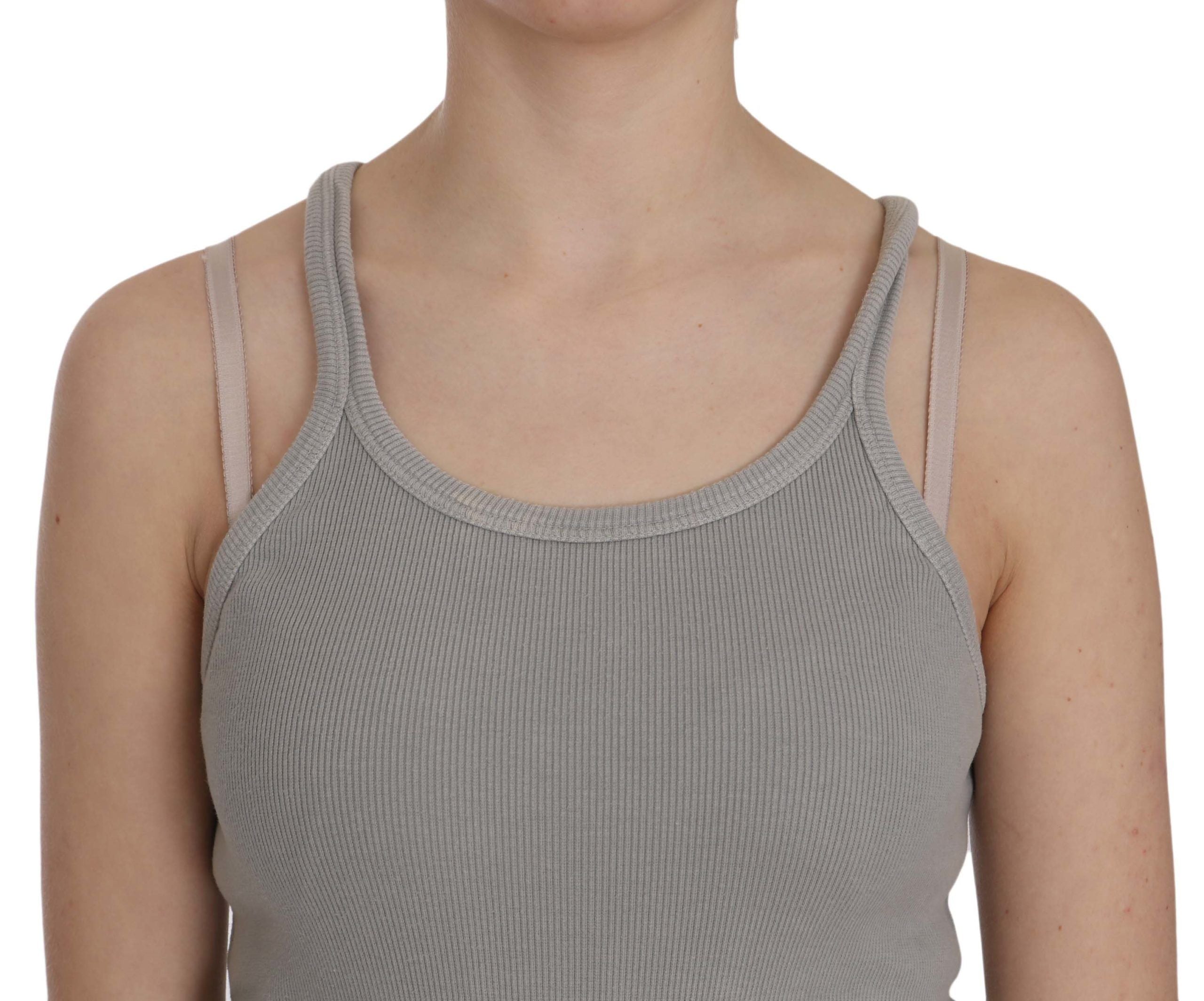 Elegant sleeveless blouse made of grey cotton