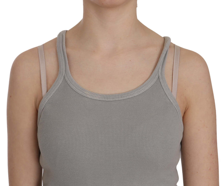 Elegante ärmellose Bluse aus grauer Baumwolle