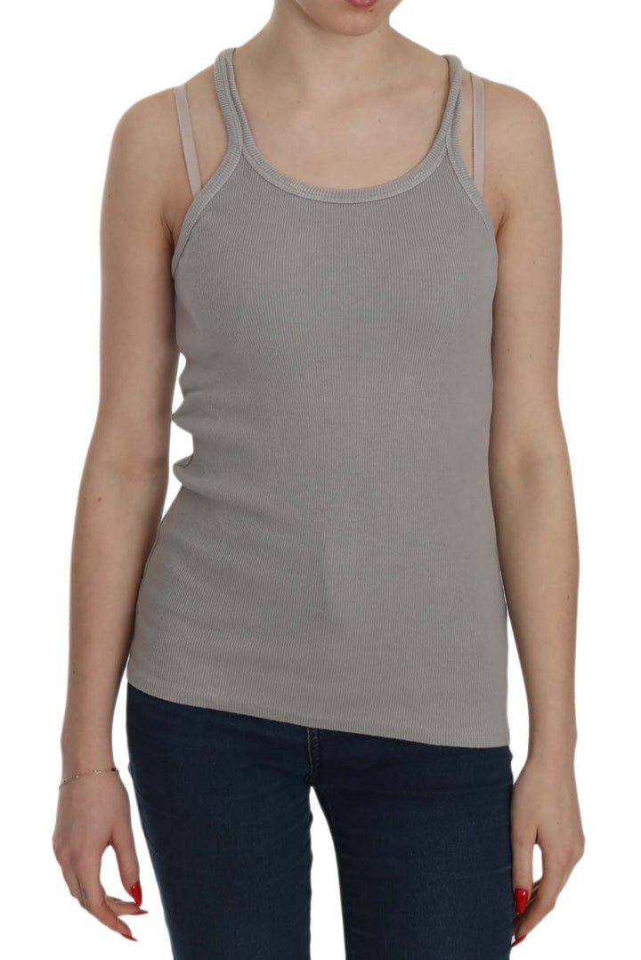 Elegante ärmellose Bluse aus grauer Baumwolle