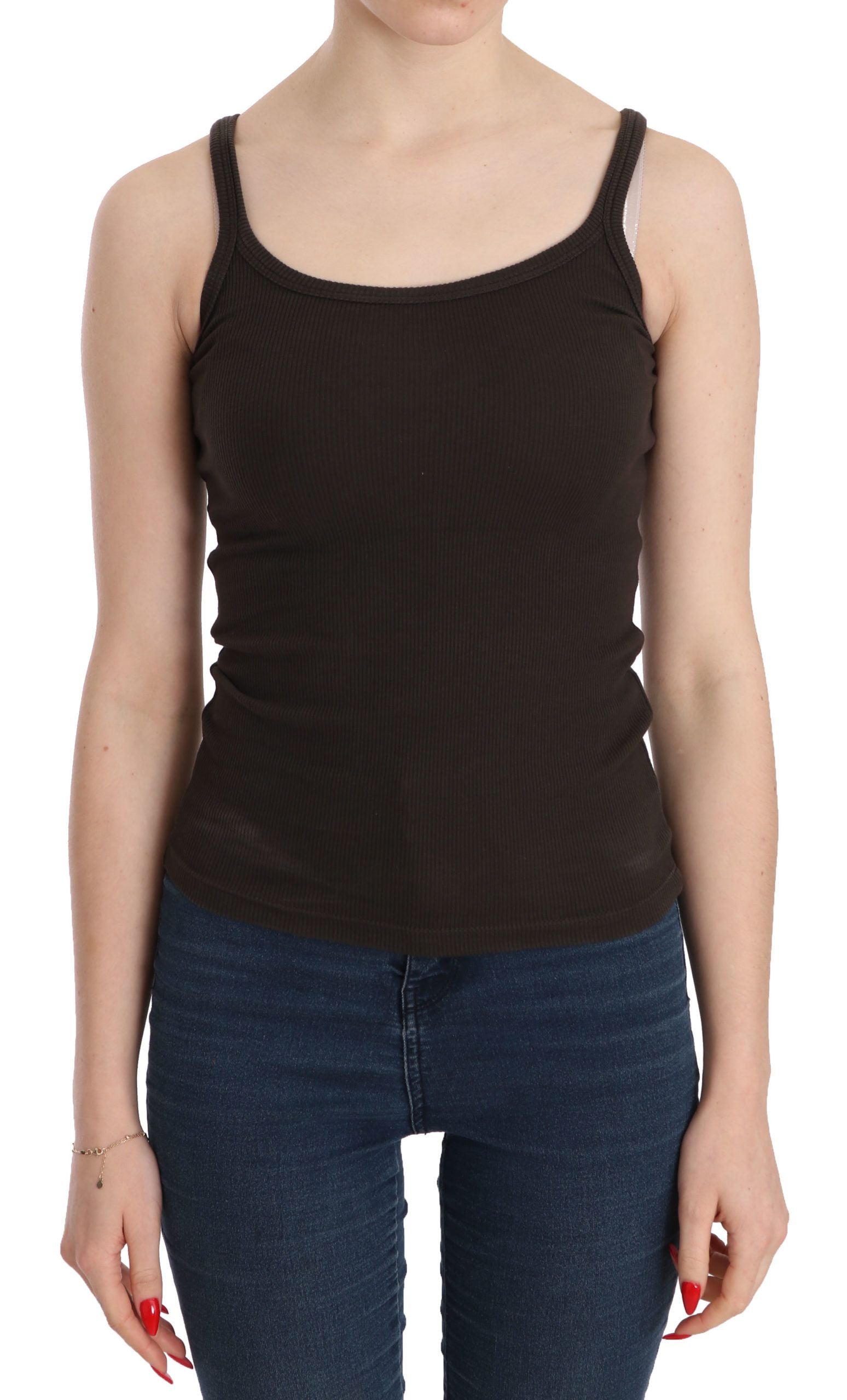 Elegant dark brown spaghetti strap blouse