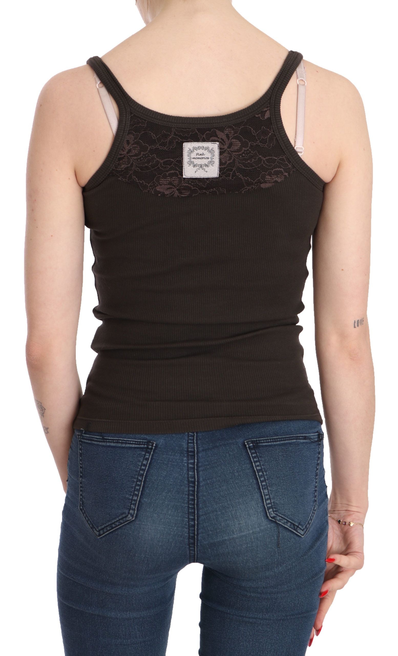 Elegant dark brown spaghetti strap blouse
