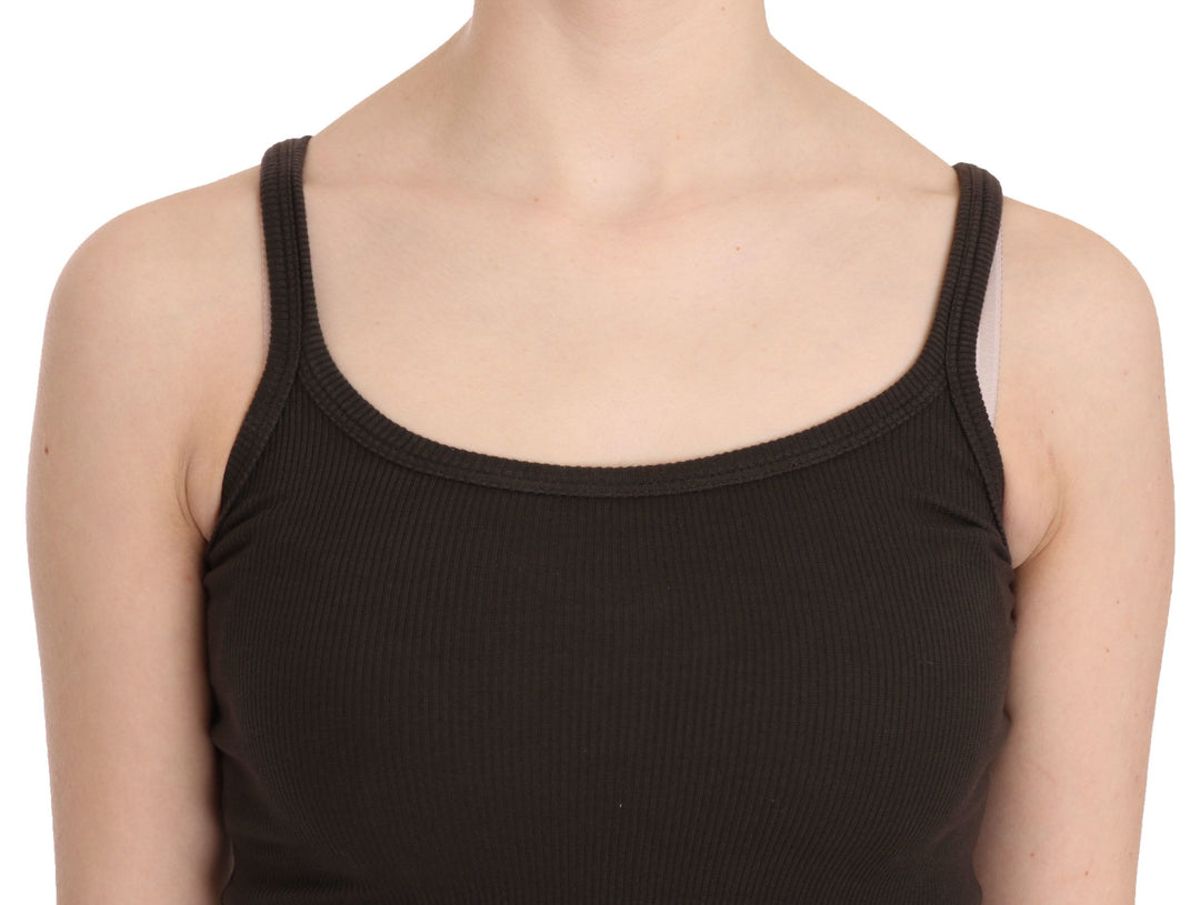 Elegante dunkelbraune Spaghetti-Träger-Bluse