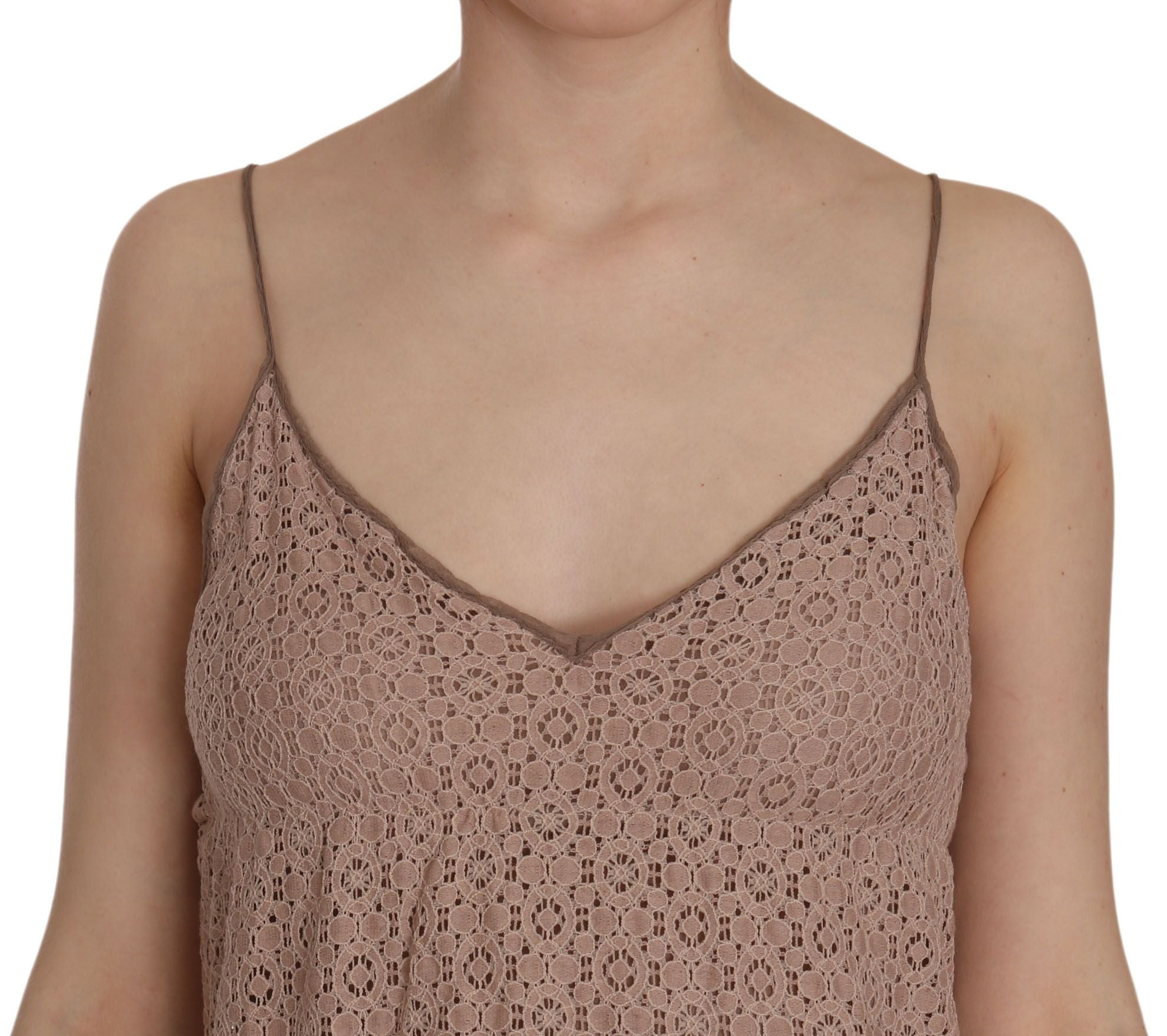 Beige spaghetti strap A-line mini dress