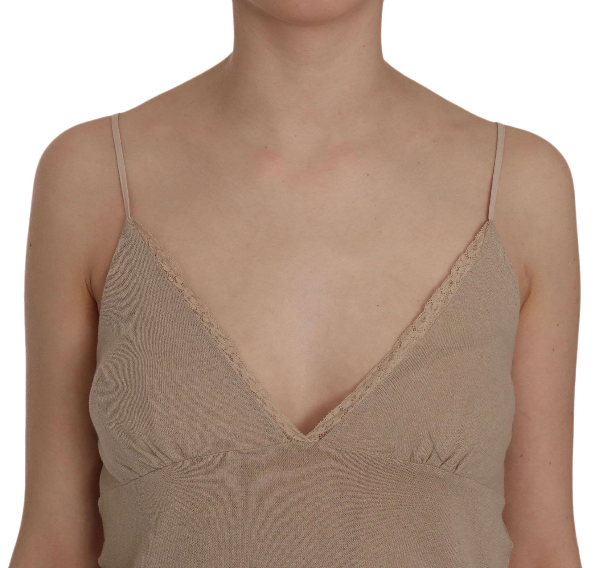 Elegant beige spaghetti strap lace mini dress