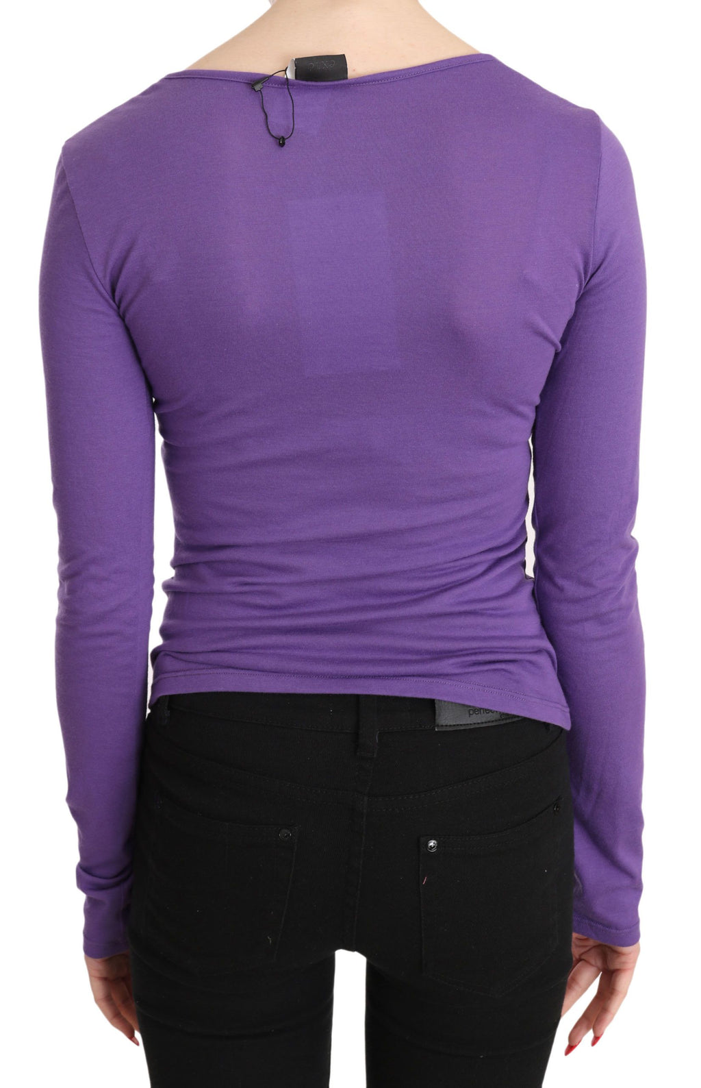 Lila Exte Crystal verschönert Langarm Top Bluse